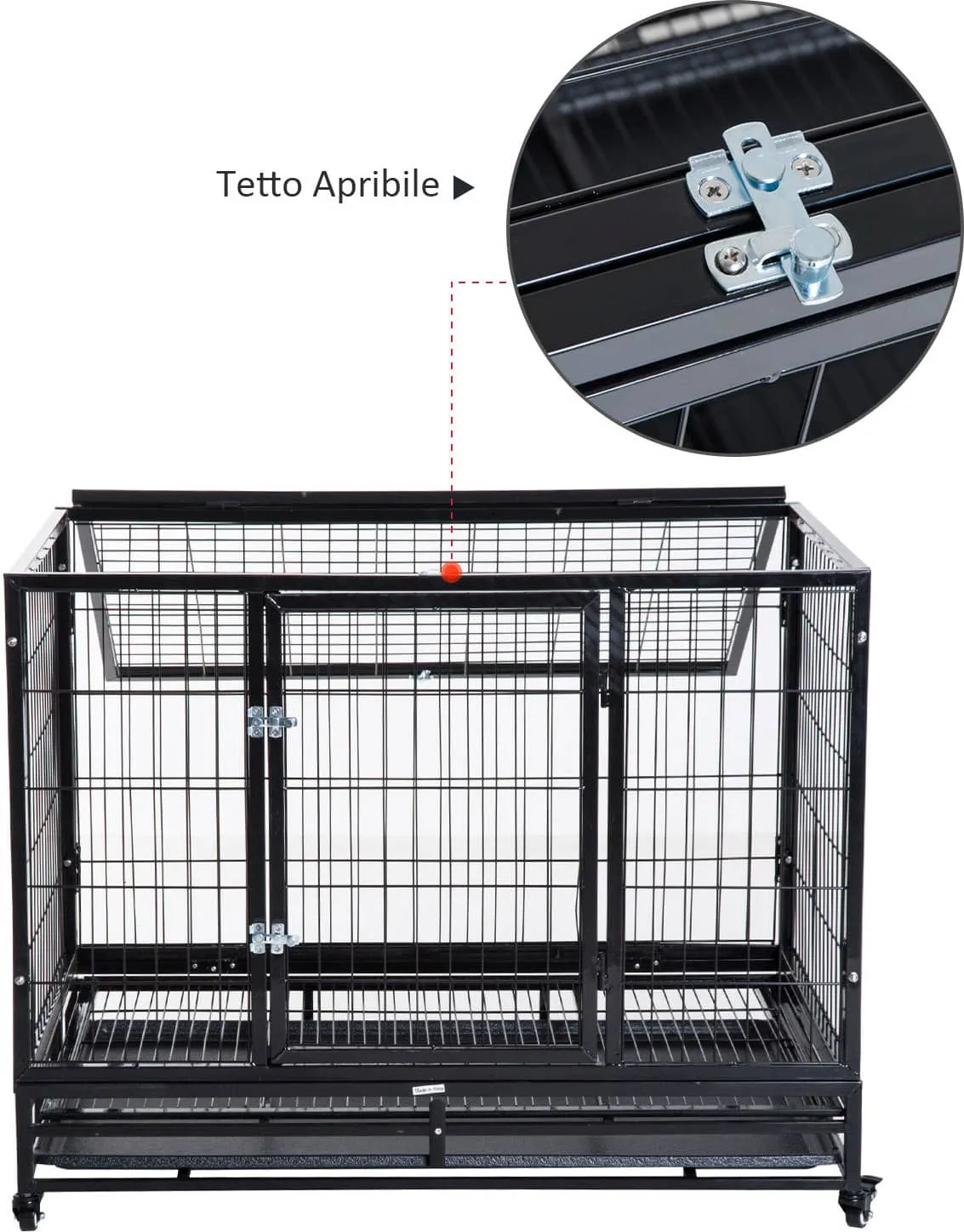 AllMyPets Gabbia Box per Cani Cuccioli da Interno con Rotelle 92×62×75cm -  D0D0D0