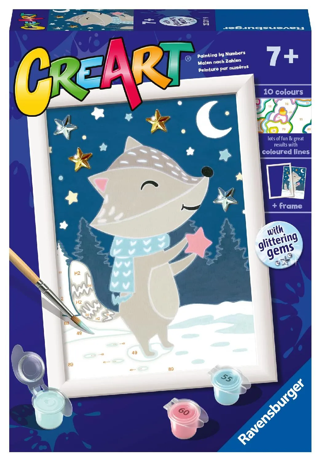 Ravensburger CreArt Serie E: Paint By Numbers Cute Badger da Dipingere  Gioco Creativo Per Bambini da 7+ Anni - 202119