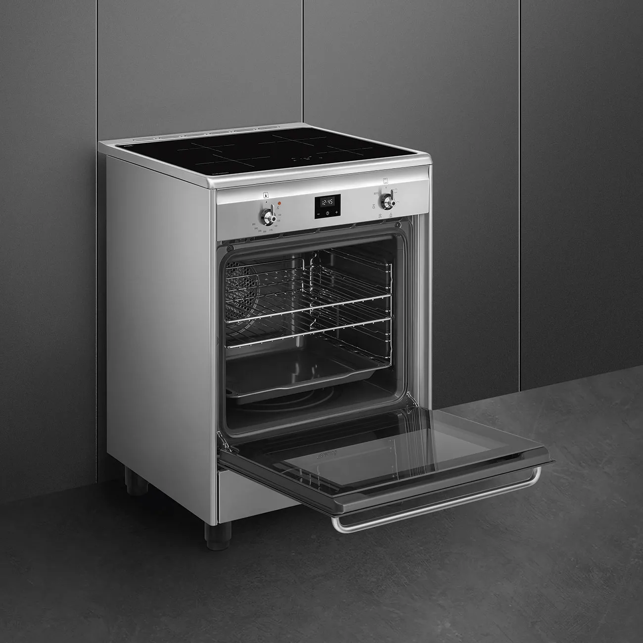 Smeg Cucina CX60SV9 con forno ventilato e piano cottura a gas finitura  acciaio inox da 60x60