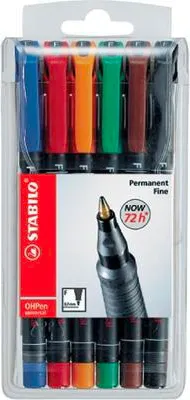 Stabilo OHPen universal permanent 6 Pack marcatore permanente Nero Blu  Marrone Verde Arancione Rosso Tipo di punta 6 pezzi - 842/6