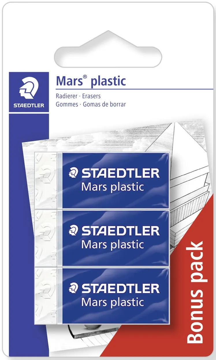 Gomma cancellare Staedtler 52653ABK3D MARS PLASTIC Bianco