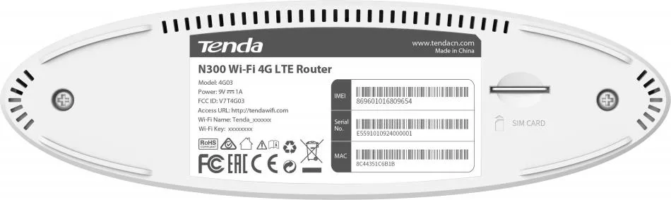 Tenda N300 Router Wireless Fast Ethernet Banda Singola 2.4 GHz 4G Bianco