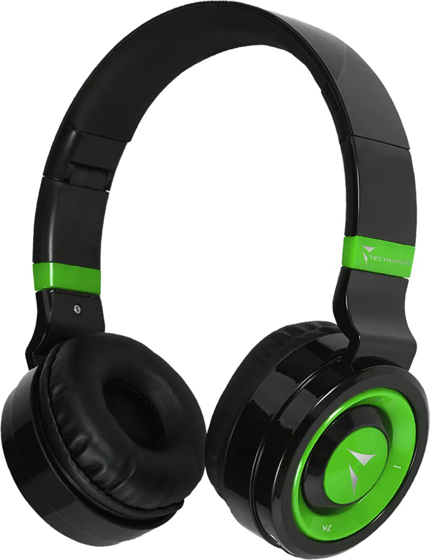 CUFFIE WIRELESS VERDE seven GRANDI bluetooth CON CAVO USB earphones