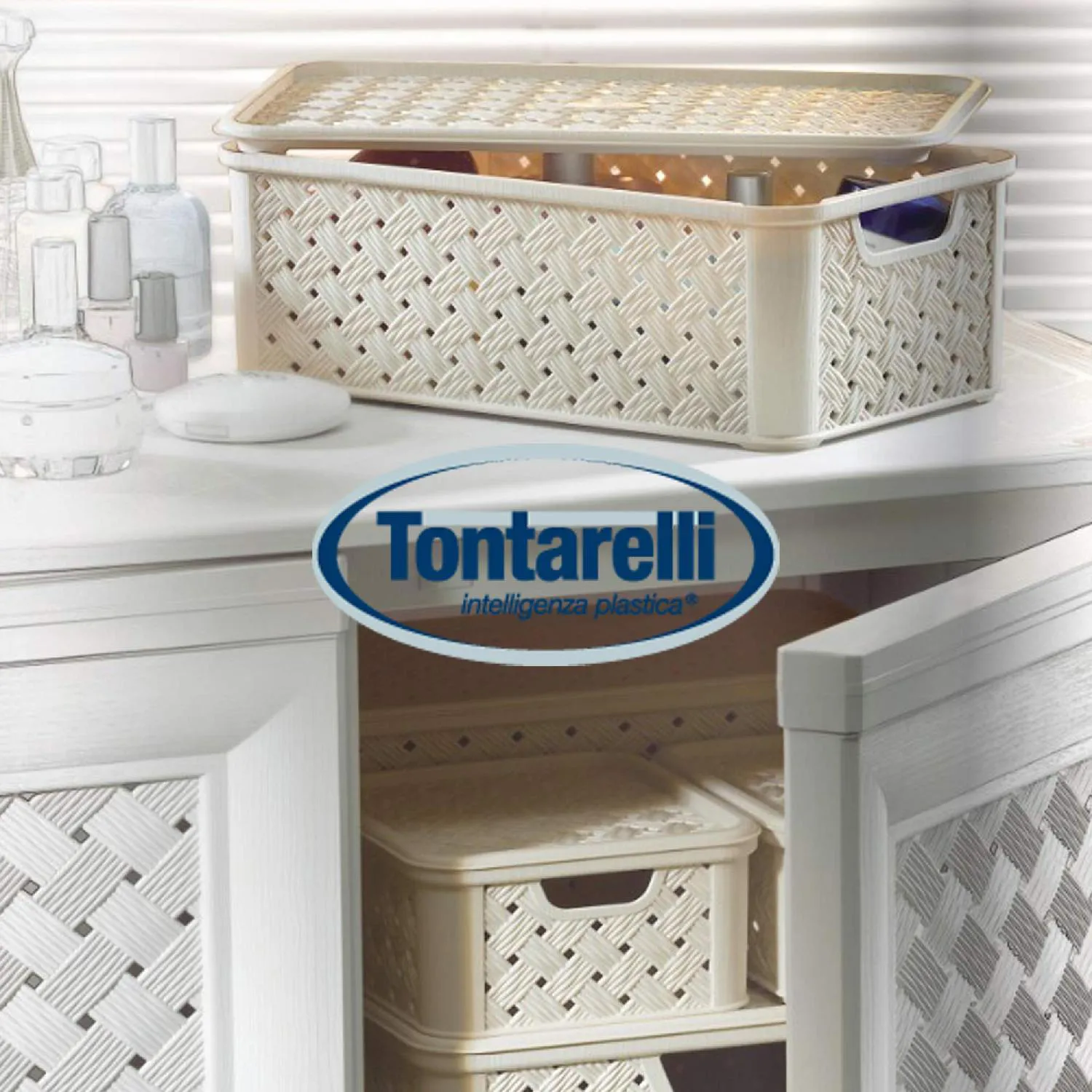 Tontarelli Portabiancheria 30 lt Arianna 37.5x27.5xh46.8 cm Plastica Bianco  - 8105451112