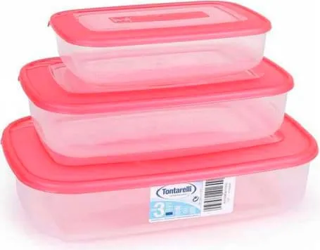 Set 3 contenitori 3-1.88-0.93 Litri Frigo box Plastica per alimenti Rosso -  9040572551
