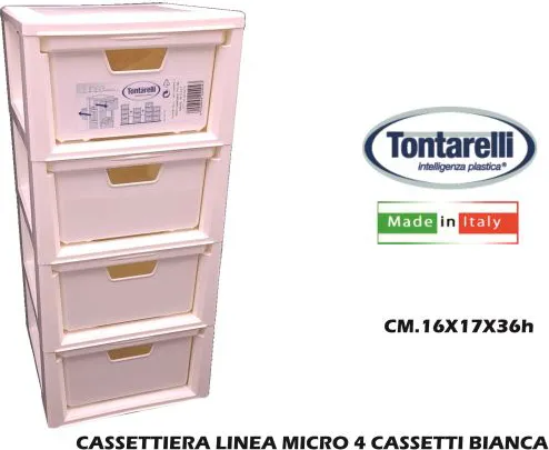 Tontarelli Cassettiera Linea Micro 4 Cassetti Panna - TO4599-1