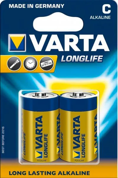Varta Batterie Mezza Torcia 1.5 Volt Tipo C 1,5 Volt confezione 2 pezzi -  4114101412 longLife Extra