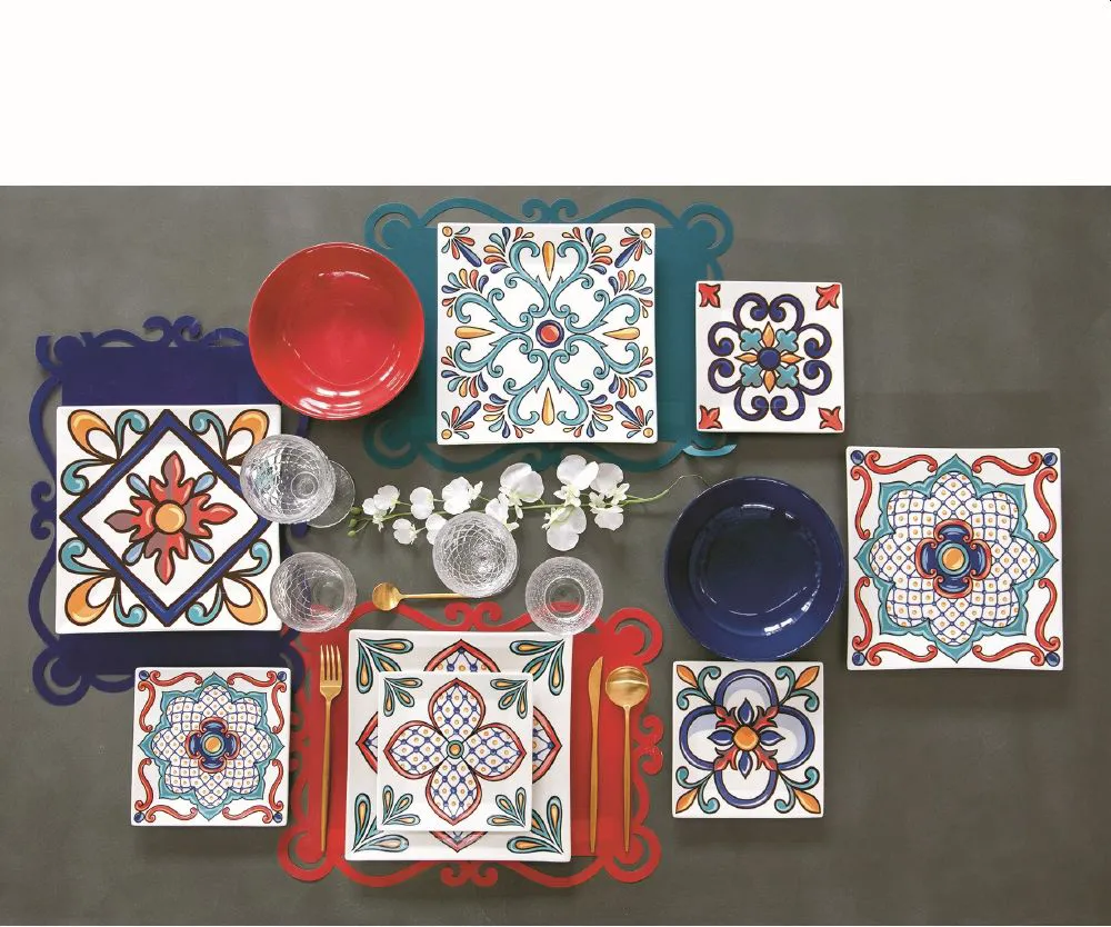 Villa deste Servizio piatti 18 pezzi in porcellana e gres 6 posti tavola  diversi Barrio Colore Multicolor - 5907120