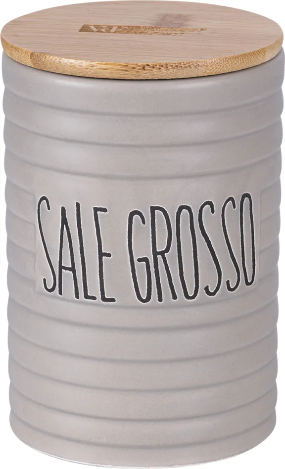 Barattolo sale grosso 850 ml in ceramica coperchio in bamb&#