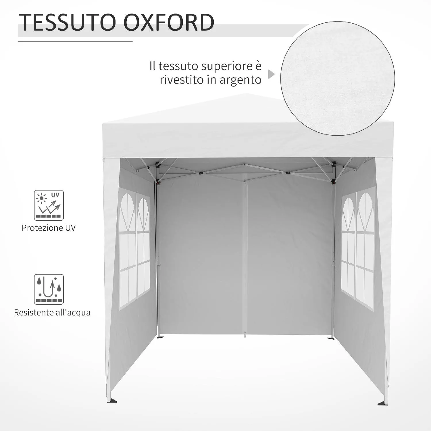 VivaGarden Gazebo Giardino 2x2 mt Pieghevole con 4 Pareti Rimovibili e  Borsa da Trasporto in Metallo e Poliestere colore Marrone - 10VG6CEMAR