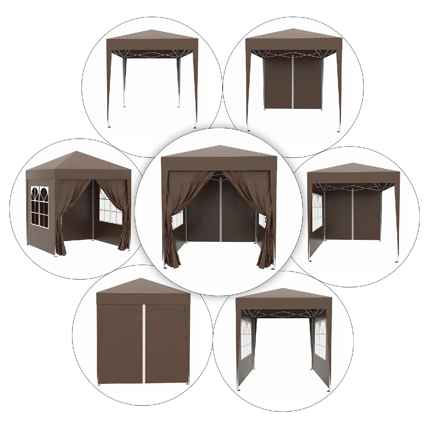 VivaGarden Gazebo Giardino 2x2 mt Pieghevole con 4 Pareti