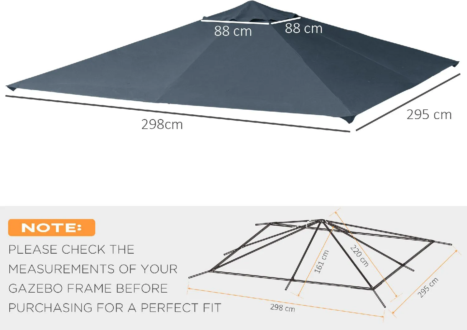 VivaGarden Copertura Gazebo 3x3 mt Top Impermeabile in Poliestere colore  Caffè - D4C141CF