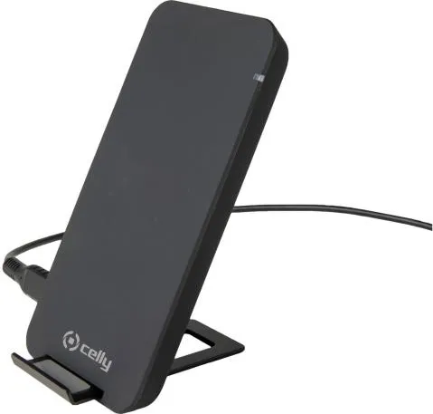 celly Caricatore wireless da Tavolo con Supporto Nero WLFASTSTANDBK