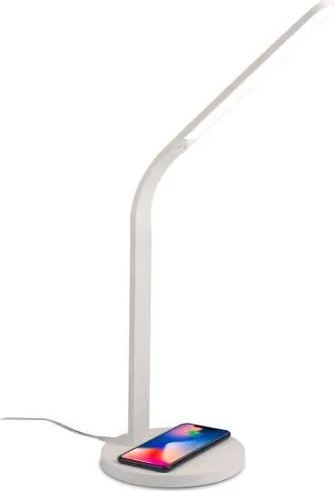 Lampada da Tavolo con Caricabatterie Wireless per Smartphone 20 Lampadine  LED Braccio Flessibile Bianco - WLLIGHTPRO