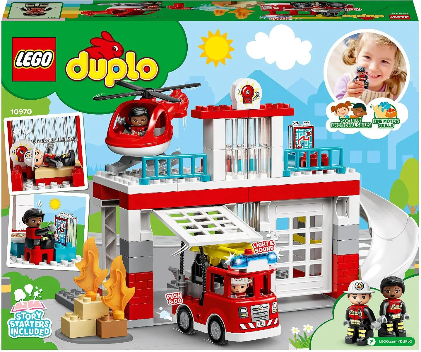 lego Duplo - Caserma Dei Pompieri ed Elicottero e Camion