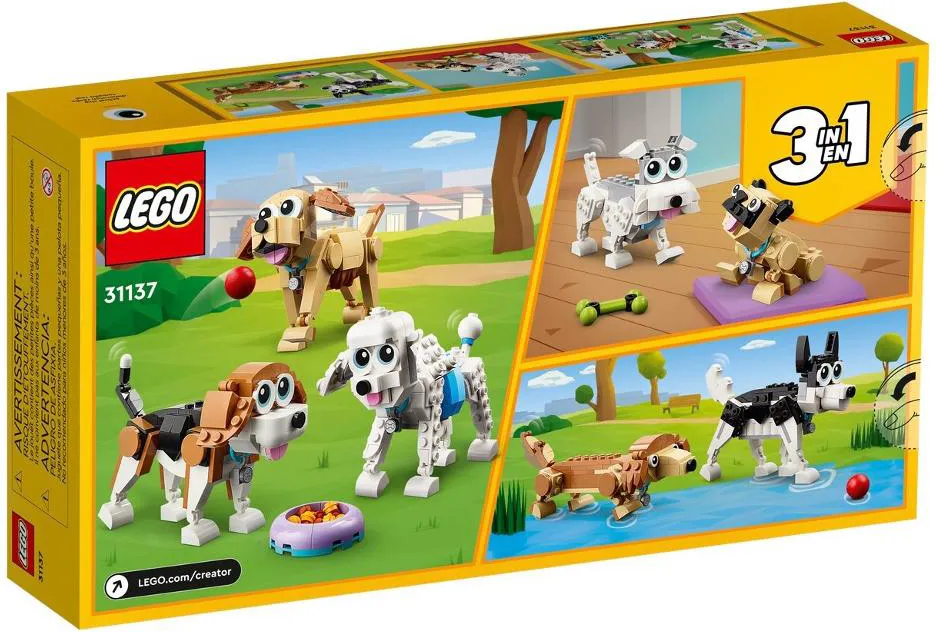 LEGO 31137 Creator Adorabili Cagnolini, Set 3 in 1 con Bassotto