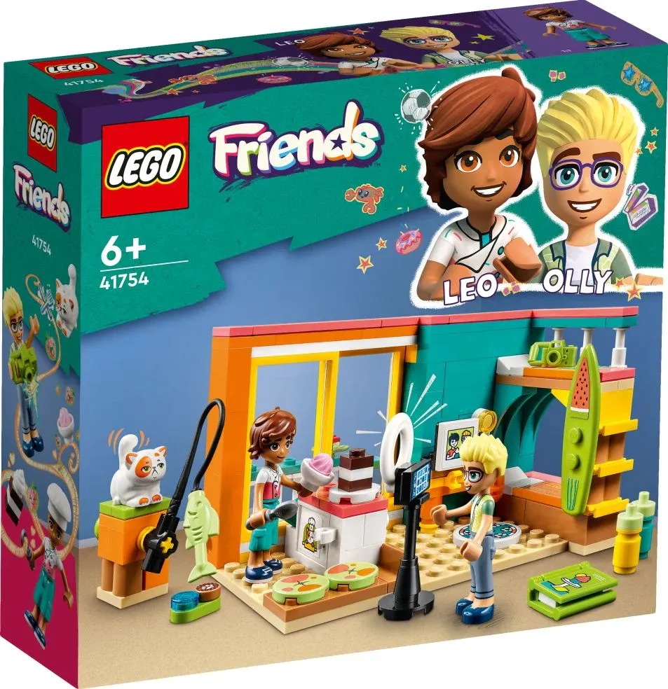 lego Friends - La Cameretta di Leo Set Camera da Letto a Tema Cucina e  Video Making con Olly, Gatto e Accessori Costrizioni per Bambini da 6+ Anni  - 41754