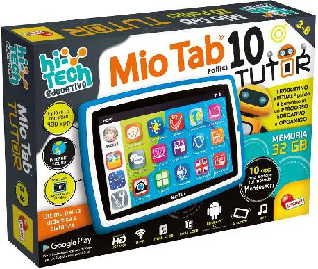 lisciani Mio Tab 10 Tablet per Bambini 3-6 Anni Display 10' 2/32 Gb Android  colore Blu e Nero - 97043