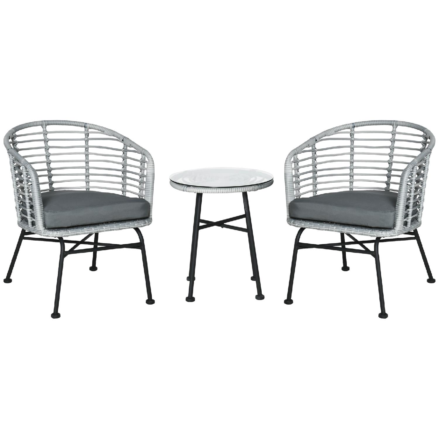 Set 3Pz Mobili Giardino Rattan con 1 Tavolino e 2 Sedie Grigio 086GY863 DecHome