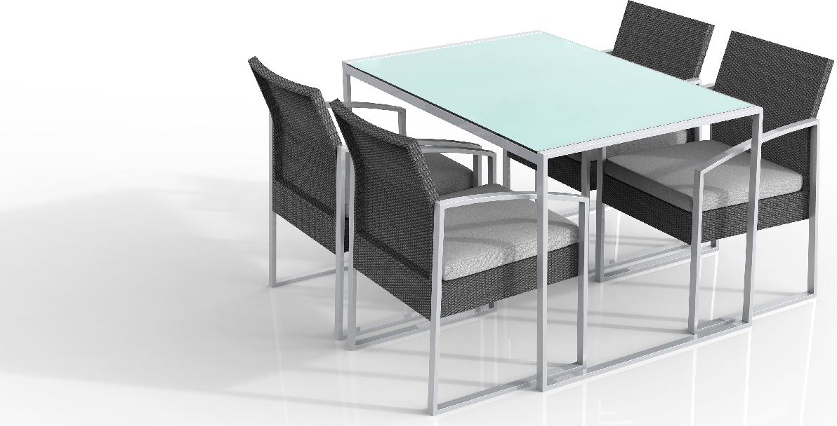 Set Pranzo 5 pezzi: 1 tavolo + 4 sedie Grigio Garden Friend S1304592 Bilbao