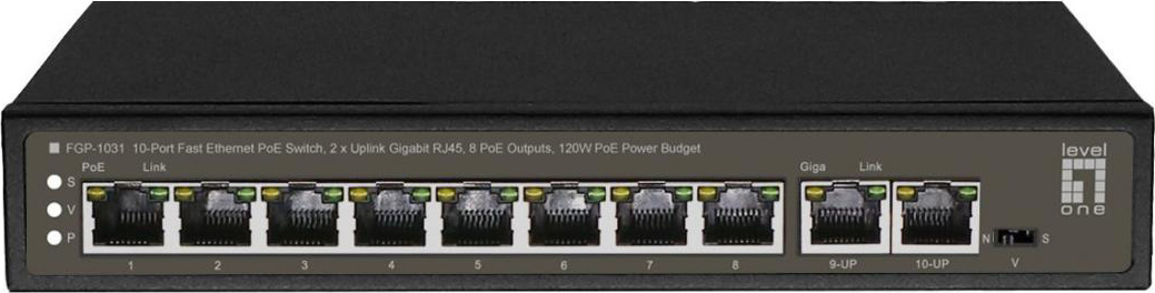 Levelone Switch di Rete Non Gestito Gigabit Ethernet 10/100/1000 Poe Nero Level One FGP-1031
