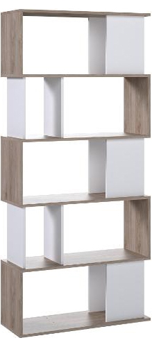 Tvilum Libreria 7 Vani Truciolare 80x29.5x173.5 cm Noce e Bianco 0891697 MAZE