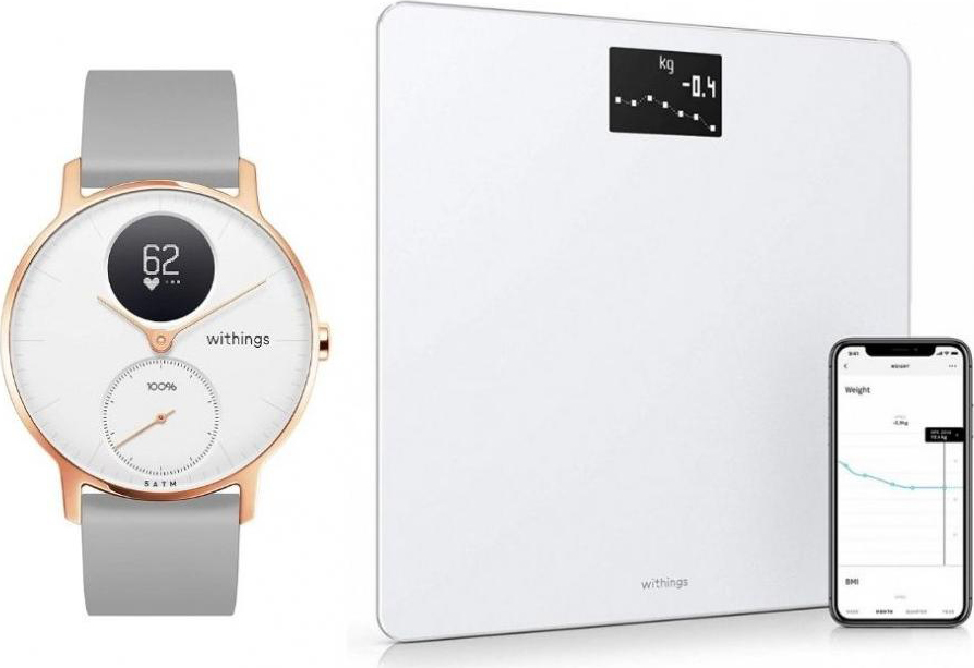 Withings Smartwatch Scanwatch + Body Rose gold e White